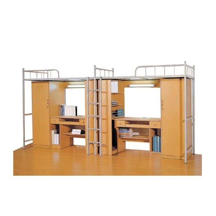 Dormitory Furniture Loft Bed Frame with Table and Ladder