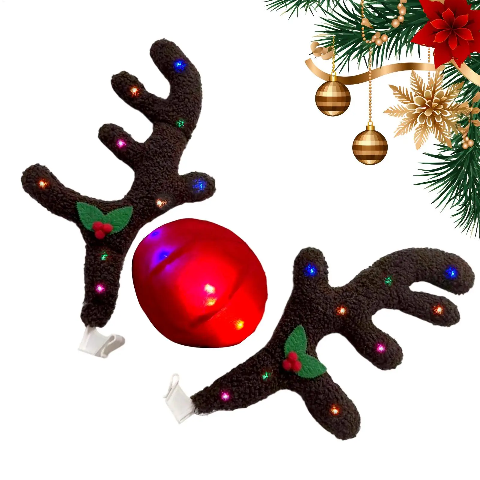 

Car Reindeer Antlers Holiday Exterior Automotive Decoration Reindeer Car Kit Antlers For Suv Van Truck Vehicle Automotive