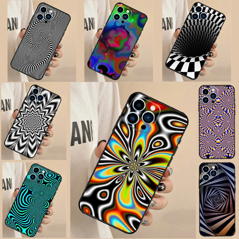 Optical Illusion Print Case For iPhone 16 15 13 11 12 14 Pro Max 12 Mini 7 8 Plus X XS Max XR Bumper Cover