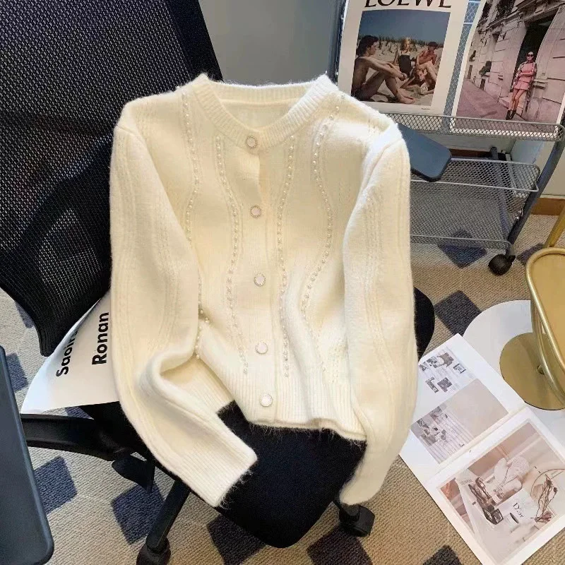 

Autumn New 2025 Sweet Temperament Knit Cardigan Coat Women's Fashion Long Sleeve Casual Joker Loose Female Women's Sweater Tops