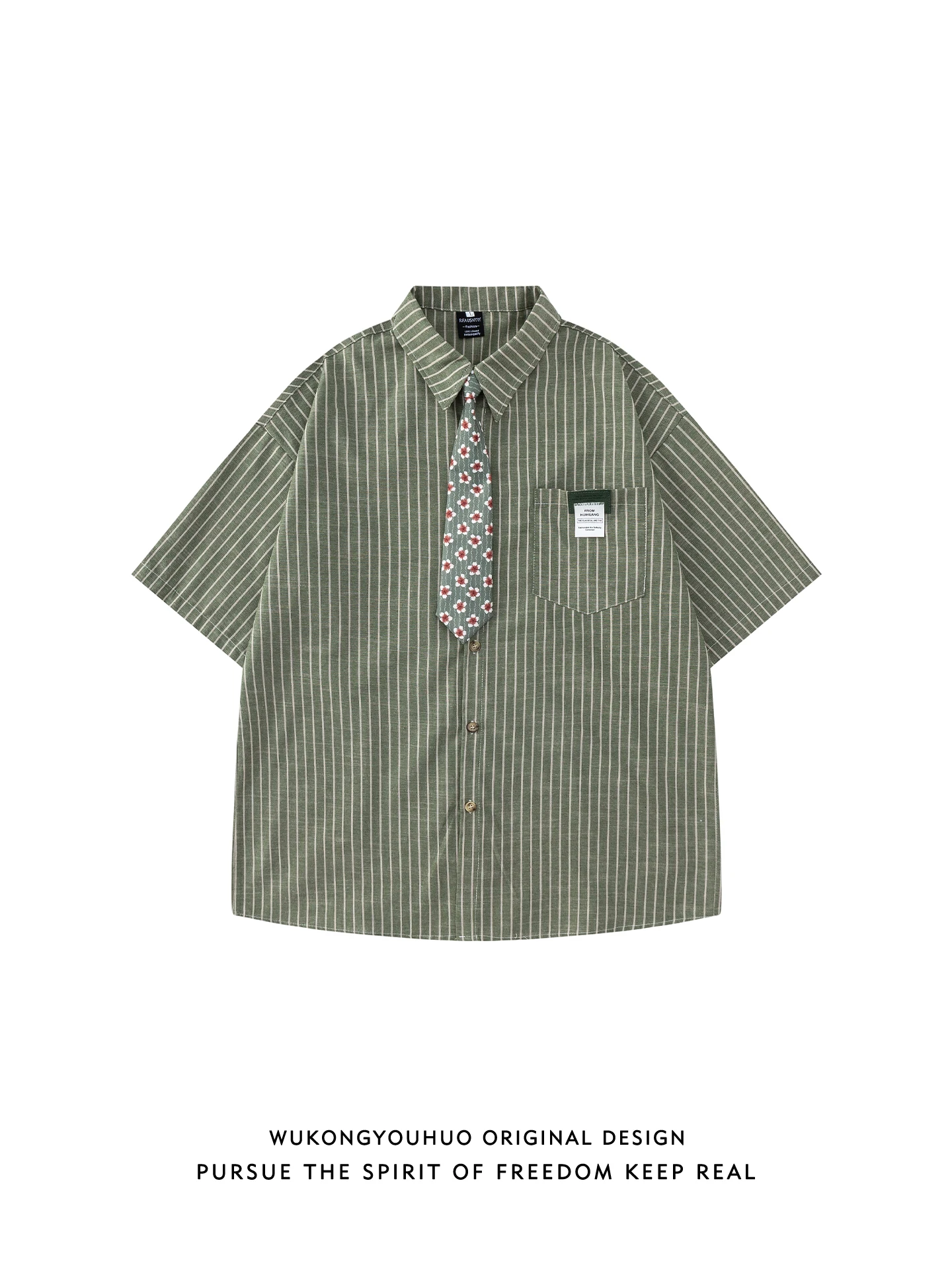 

Summer Casual Striped Tie ort Sve Men's irt Loose Fit Versatile Youthful Sle Wear for Couples Youth Culture