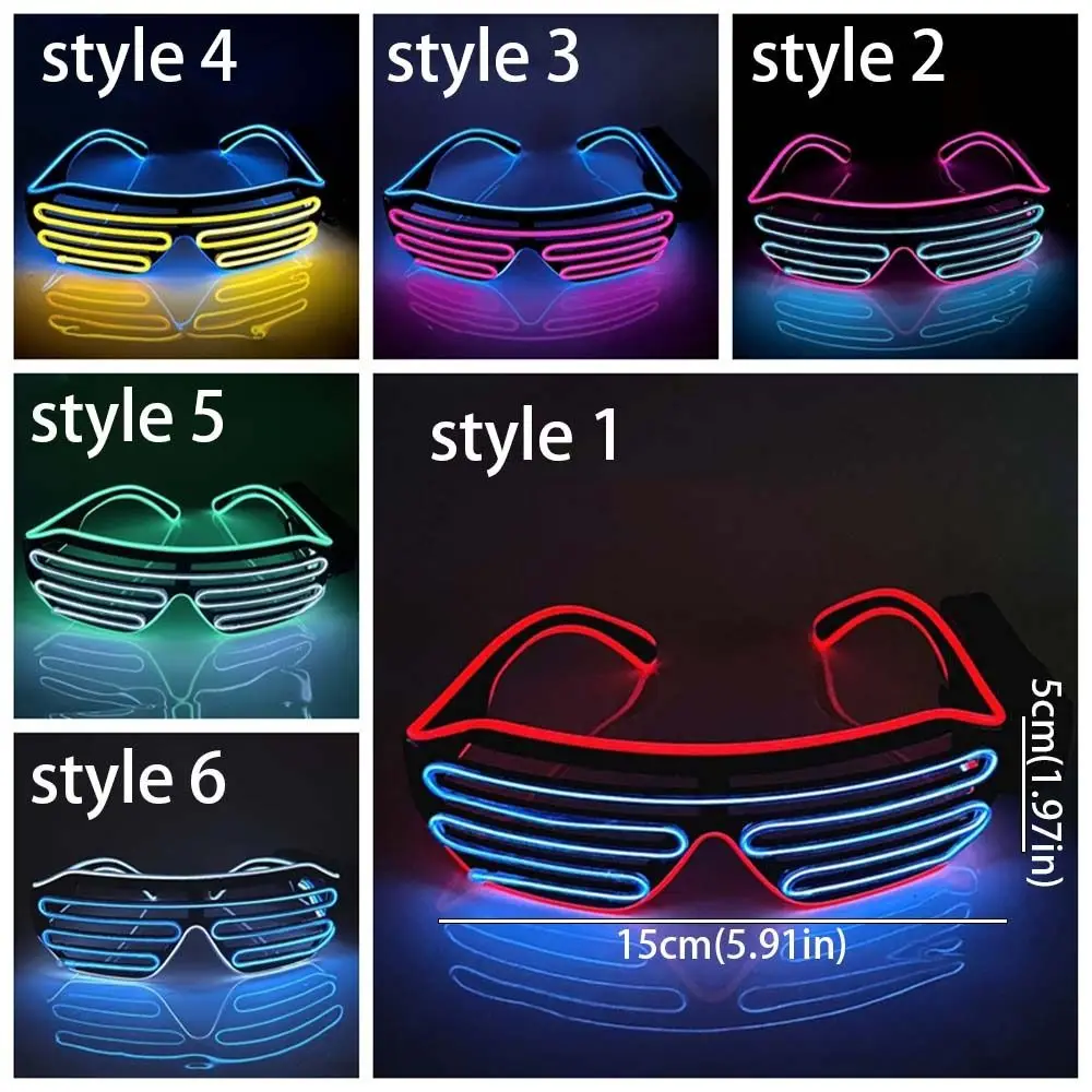 Wireless LED Glowing Glasses Cool Double Colors Neon Glasses Colorful Glow-in-the-dark Fluorescent Glasses Halloween Costumes view 6