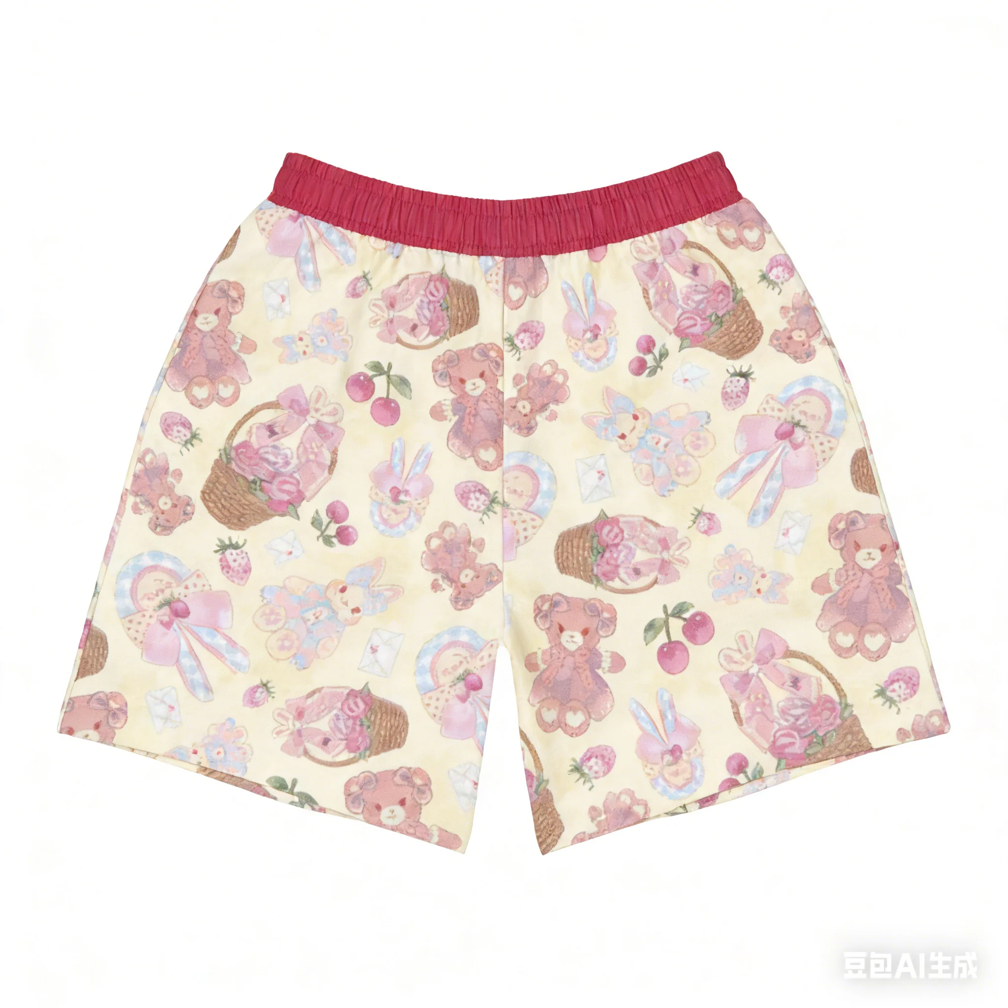 Bear and Bunny Picnic Basket 3D Printed Shorts Sweet Y2K Loungewear for Adults and Kids, Pajama Pants for Home or Casual Outings