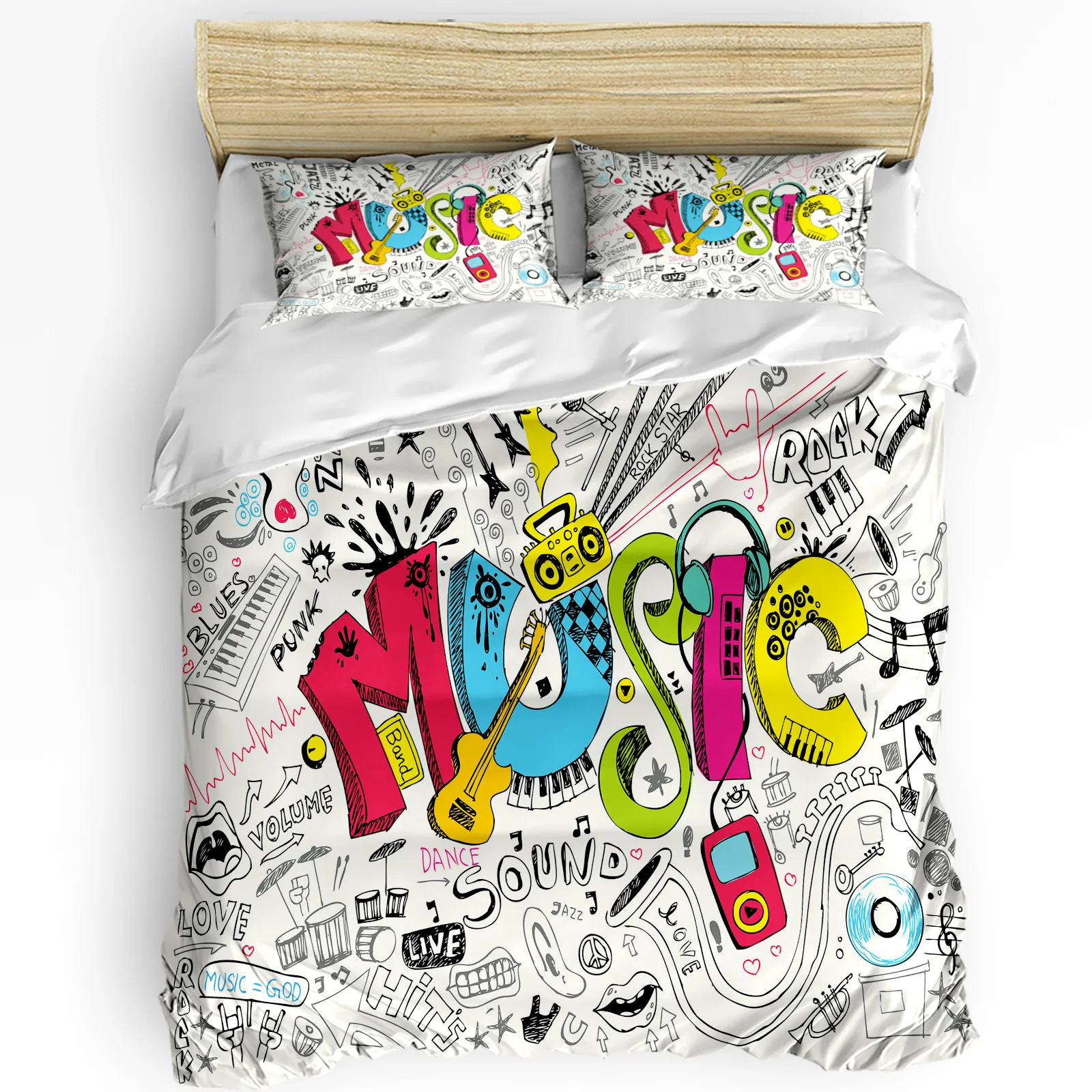 

Music Posters Punk 3pcs Couple Duvet Cover with Pillow Case Custom Comforter Bedding Set Quilt Cover Double Bed Home Textile