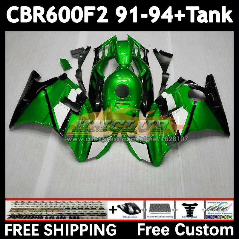 Bodys +Tank For HONDA CBR600 CBR 600F2 600 F2 FS CBR600F2 91 92 93 94 green metal 55No.179 CBR600FS 1991 1992 1993 1994 Fairing