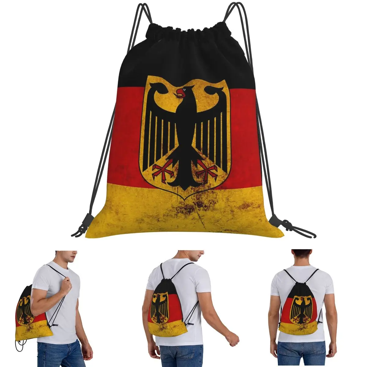 German DK Reich Empire Of Flag Backpacks Portable Drawstring Bundle Pocket Sports Bag Book Bags for Man Woman Students