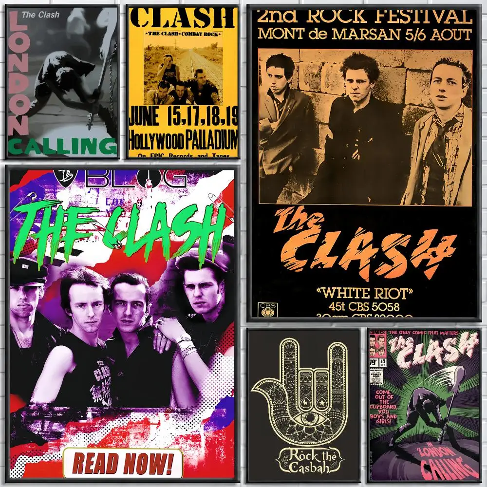 Punk R-Rock The C-Clash Painting Calligraphy Stylish Canvas Poster Wall Art for Living Room Bedroom Cafe Office Decor Gift