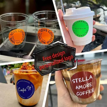 100pcs/set 300/400/500/600/700ml personalization disposable plastic cups beverage coffee cups drinking party logo customized