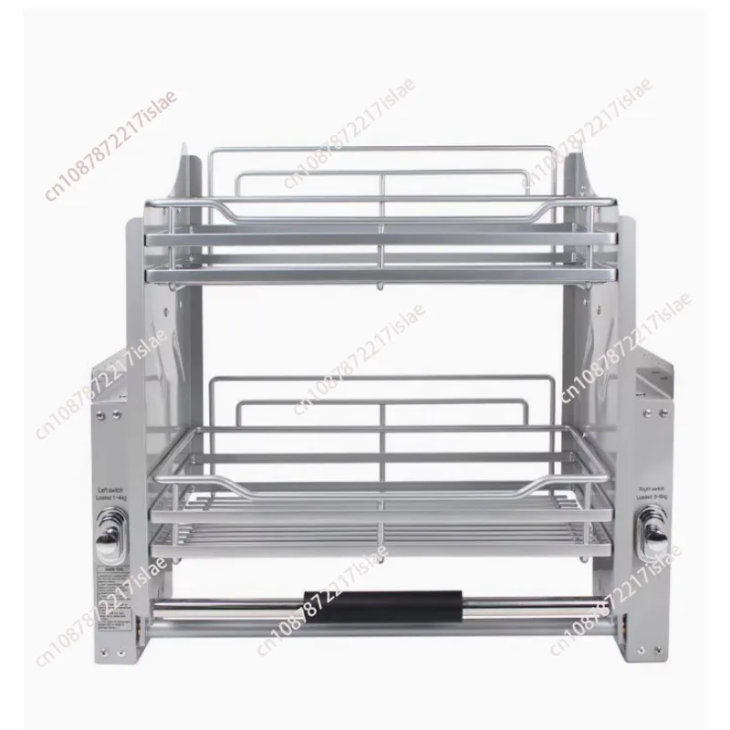 

Kitchen Hanging Cabinet Lifting Dishes Pull Baskets Double Layer Damping Hydraulic Smooth Lift Bowls Shelf