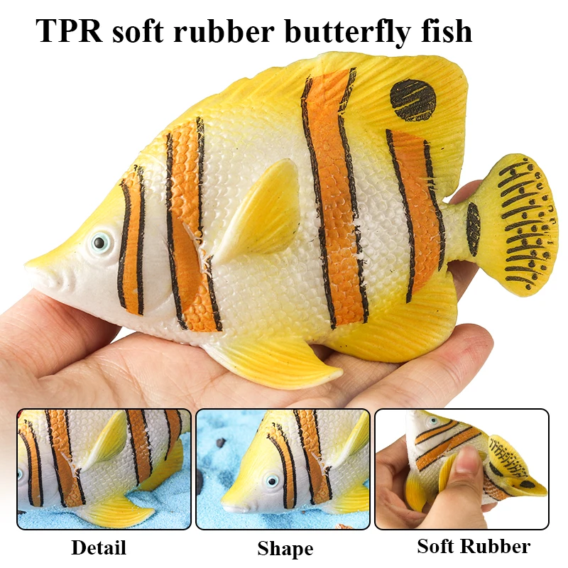Oenux Meeresleben Tier Tintenfisch Krabbe Clownfisch Lionfish Seestern Hai Schmetterling Fisch Fliegender Fisch TPR Weiches Modell Spielzeug Kind Geschenk – Detail 5