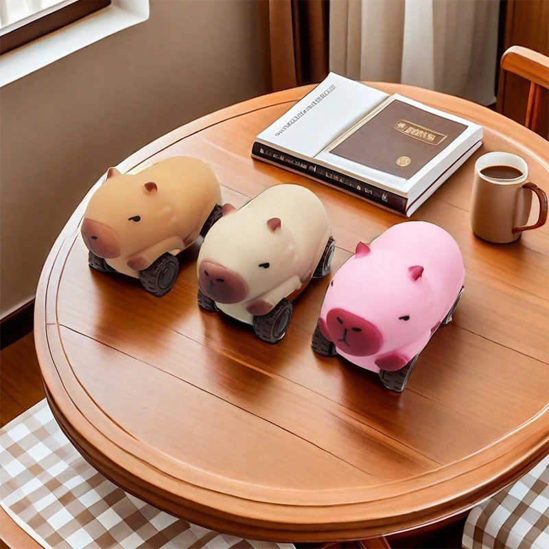 Funny Capybara Car Squeeze Toys Creative Cartoon Capybara Soft Mochi Stress Relief Toys Kids Adults Fidget Vent Toys