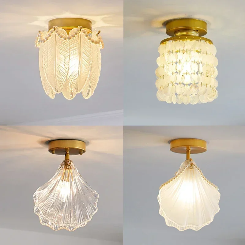 Nordic Shell LED Ceiling Light Indoor Pendant Lighting for Home Loft Living Room Aisle Bedroom Bathroom Decorative Illumination