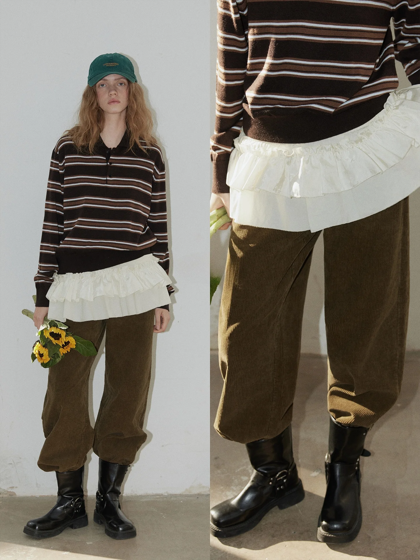 

BMLT High Waist Straight Leg Thickened Corduroy Slimming Casual Pants 100% Cotton Korean Style Spring Leisure Trousers