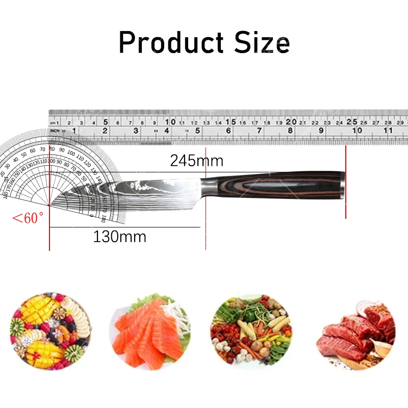 WXCOO 5-inch Small Santoku Knives Household Kitchen Knives Vegetable Cutter Fruit Peeler Bread Santoku Knife Stainless Steel