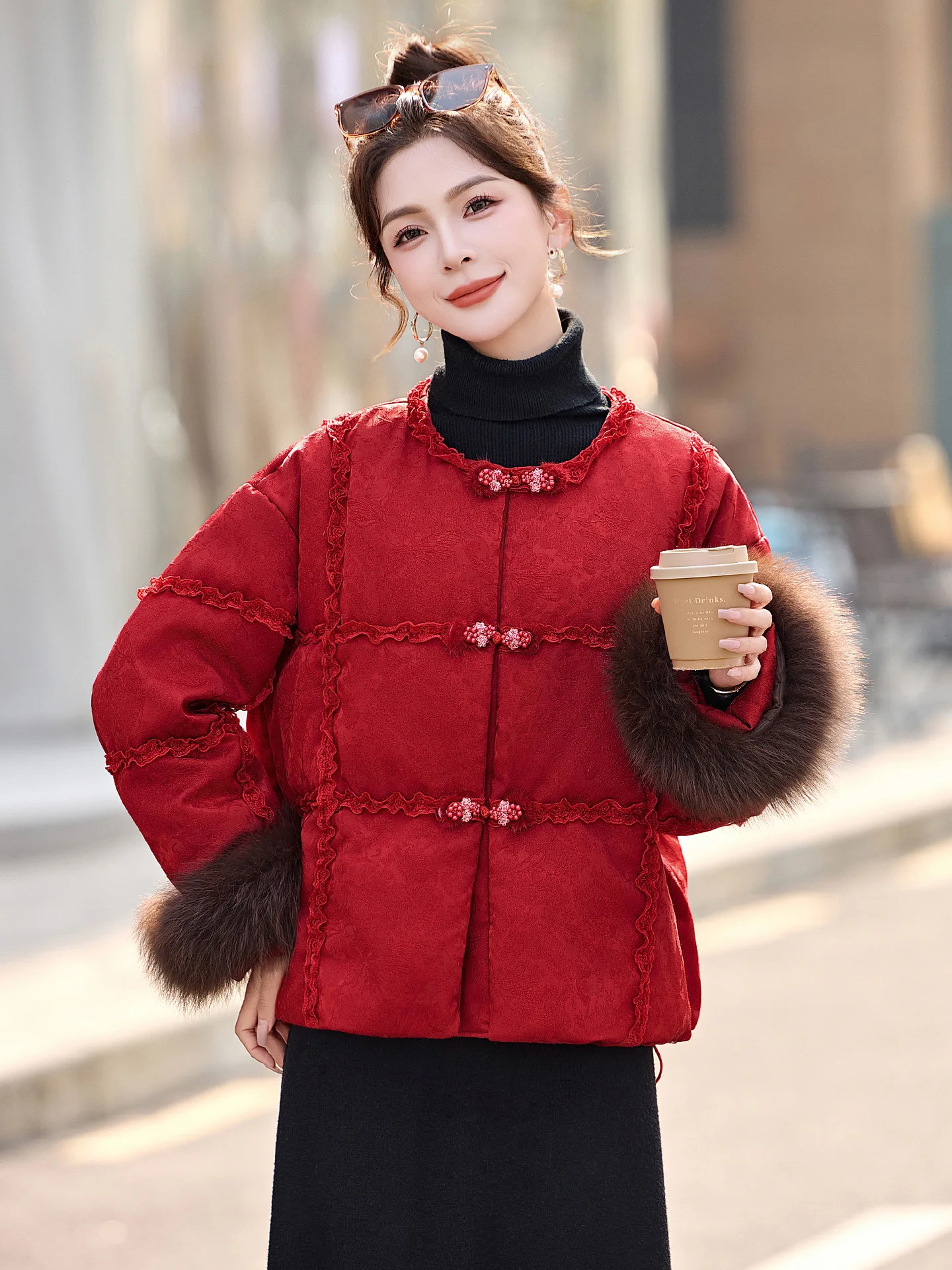 Chinês sle feminino para baixo jaet com cinto de pele sve branco du para baixo casaco solto ajuste alto calor ambientalmente amigável