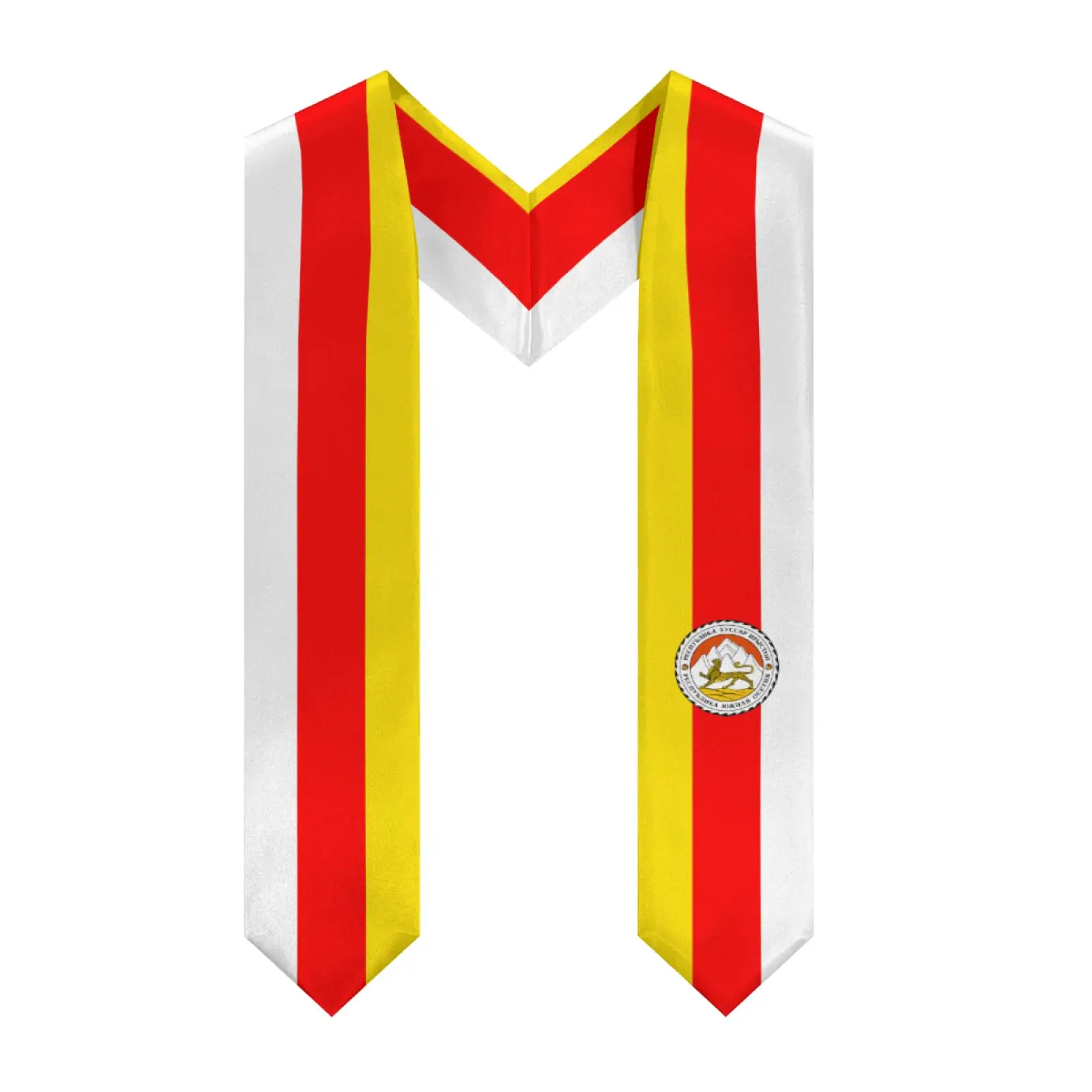 

2025 South Ossetia Flag V-neck Graduation Stole Shawl Sash Honor For Study Aboard International Students