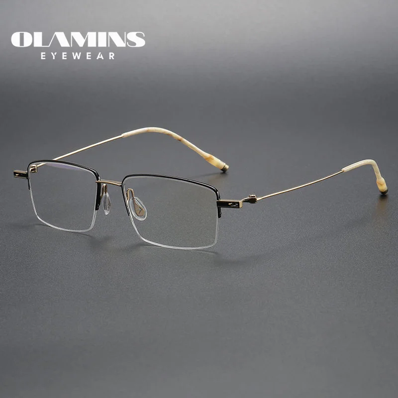 

OLAMINS​ New Factory Wholesale Pure Titanium Square Myopia Flat Lens Marcos De Gafas De Glasses Frame 202309