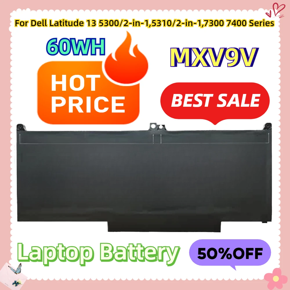 

For Dell Latitude 13 5300/2-in-1,5310/2-in-1,7300 7400 Series 0G74G 829MX 05VC2M 5VC2M 0829MX 60Wh DODOMORN MXV9V Laptop Battery