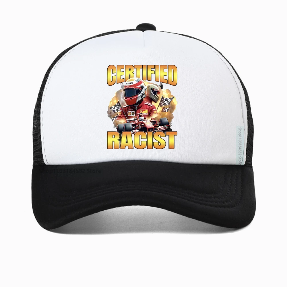 

Professional Certified Racist Racing Meme baseball cap Men's Fashion Vintage casual hat summer mesh trucker caps snapback hats