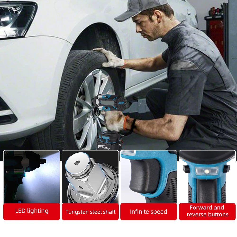 1800N.M عزم الدوران فرش مفتاح ربط كهربائي 1/2 بوصة بطارية ليثيوم أيون مفتاح ربط لاسلكي أدوات كهربائية لبطارية ماكيتا 18 فولت #3