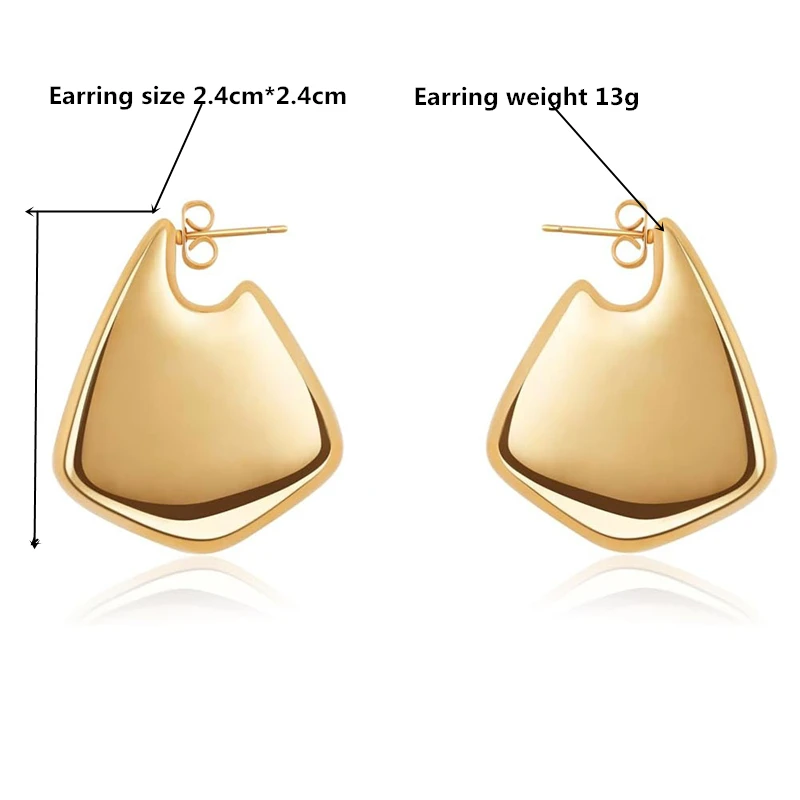 New metallic luster water drop earrings Golden irregular geometry Fashionable and simple pattern Jewelry party gift 2024