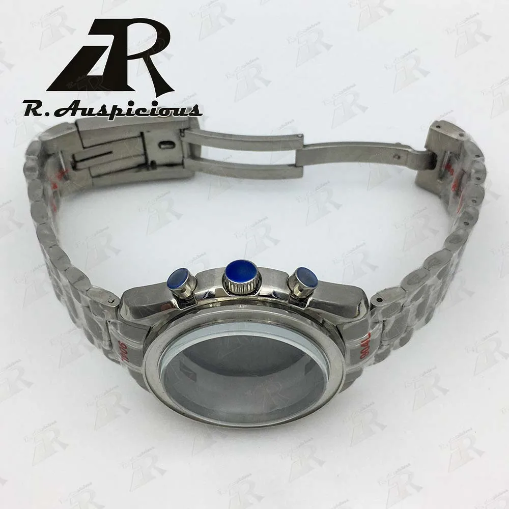 40mm Bracelet For VK63 Movement Case Japan Quartz Chronograph Multi-functional Sapphire Crystal Stainless Steel Watch accessorie