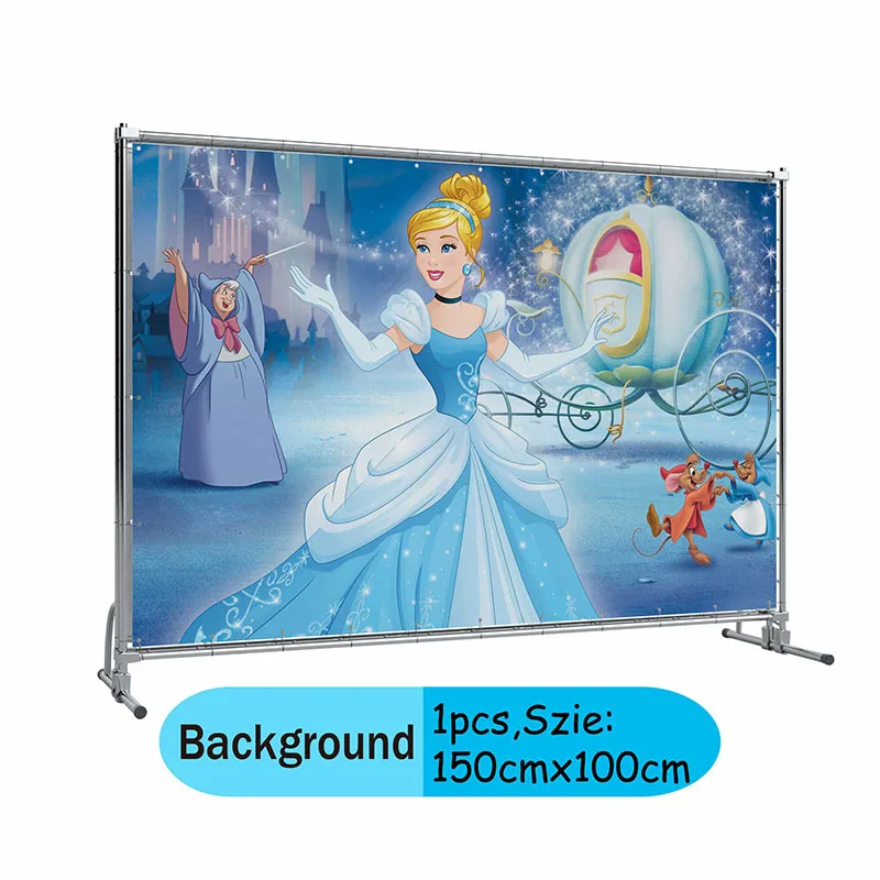 Cinderella Happy Birthday Party Princess Balloon Decoration Tablecloth Disposable Tableware Party Plate Cup Baby Shower