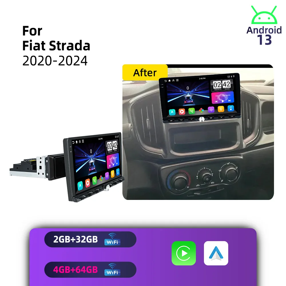 Car Multimedia for Fiat Strada 2020-2024 Android 1Din Car Stereo Autoradio Radio Head Unit 9