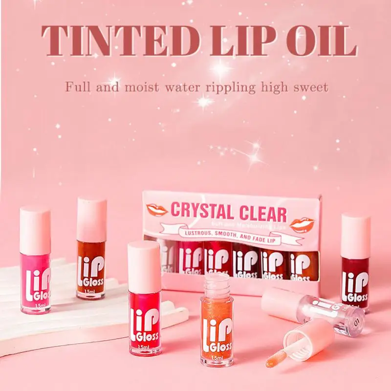 6pcs Fruit Transparante Lipolie set Lippenbalsem Dagelijkse Make-up Voedzaam Jelly Natuurlijke Lipgloss Diep Hydraterende Lipverzorging olie