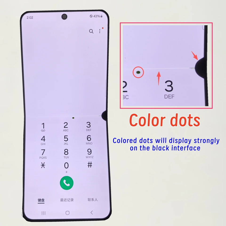 Para Samsung Z Flip5 F731 F731B F731U F731W, pantalla LCD Super AMOLED, componentes de reemplazo para Z Flip 5, líneas de puntos negros 4
