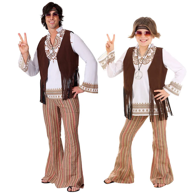 

Halloween Cosplay Costume Halloween Stage Performance Role Play American rock hippies Men Costume Funny Fancy Dress Up