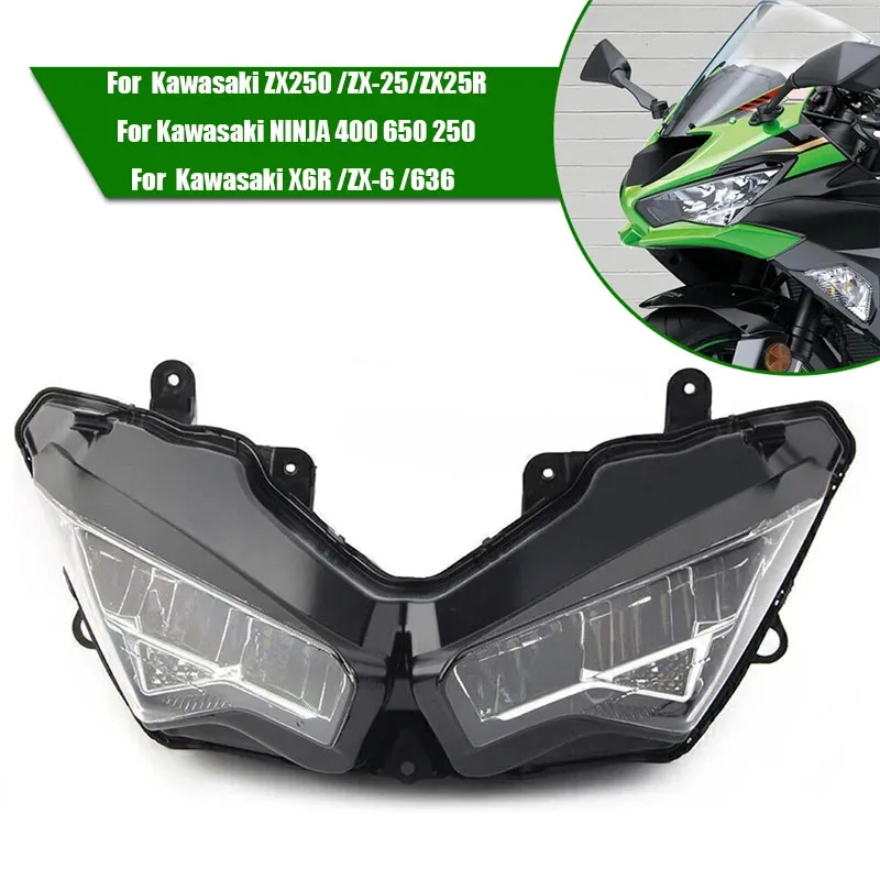 LED Motorcycle HeadLight Assembly Headlamp For Kawasaki Ninja ZX6R ZX-6R 636 2019 2020 2021 Ninjia 400 250 NINJA650 ZX250 ZX25R