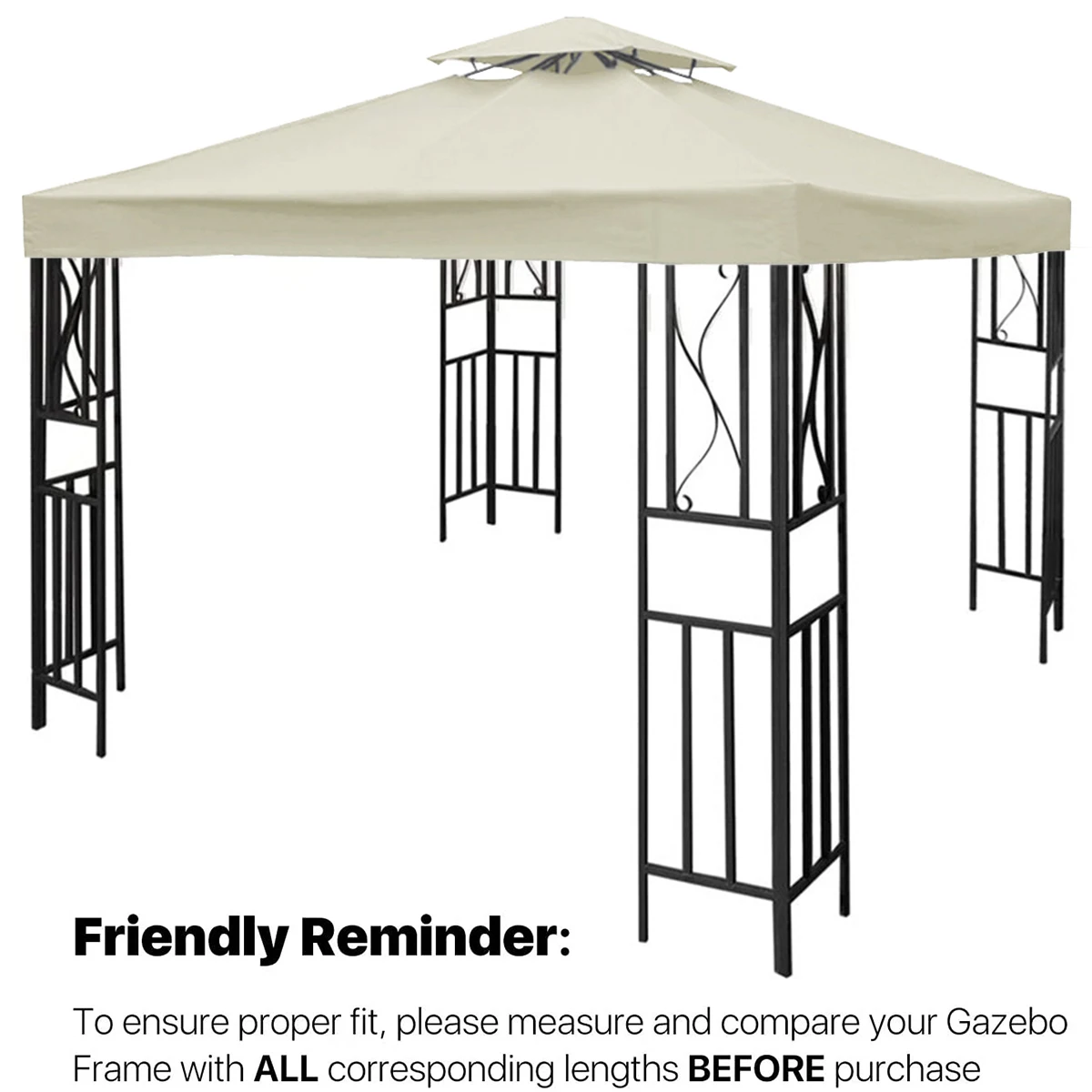 3x3M Garden Gazebo Top Cover Replacement Canopy Top Cover Sunshade 1/2 Tier Outdoor Yard Patio Garden Tent Roof Top Sun Shelter