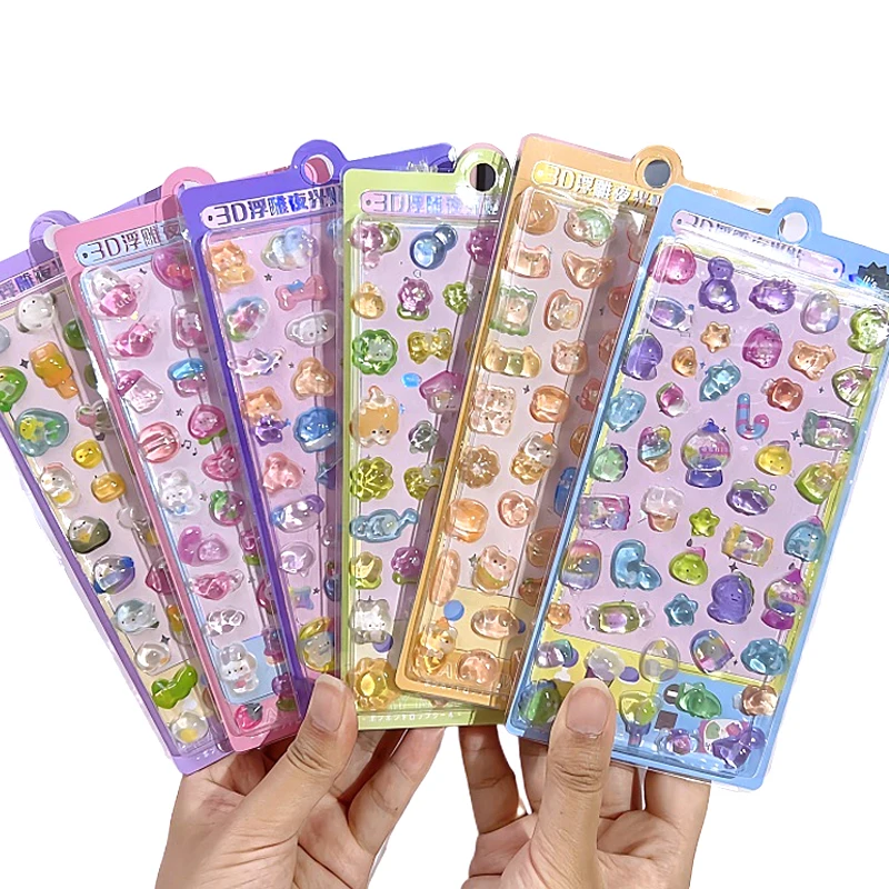 3/6 stücke Schreibwaren Aufkleber 3D Relief Aufkleber Lustige Süße Schule Büro Bildung Award Leucht Scrapbooking DIY Decor TMZ