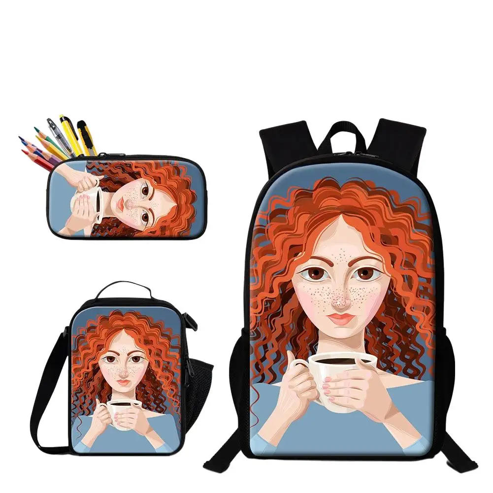 

Мультфильм горячего прессования, сублимация, 3D принт, 3 шт./компл., школьные сумки для ноутбука, рюкзак, сумка для обеда, пенал