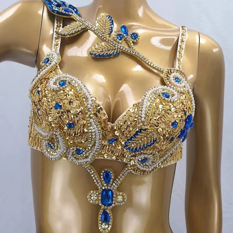 Flower Women Belly Dance Suit Carnival Costume Luxury Bra and Belt Set Tassel Nightclub Singer Show Stage Wear Samba Rave Outfit