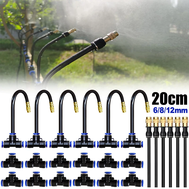 Automatic Irrigation Atomization Sprinklers Adjustable 360-degree Bending Misting Nozzles 6/8/12mm Humidify Watering Sprayer