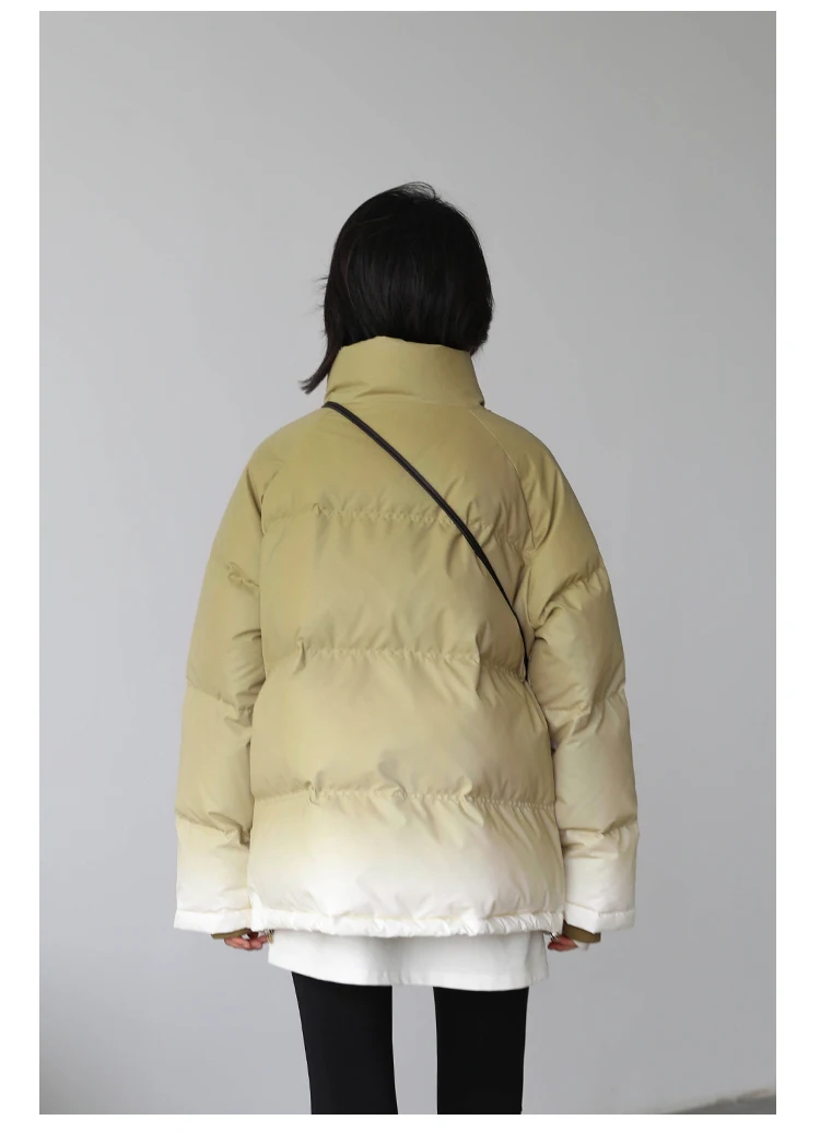 CHIC VEN Women's Down Coat Reflective Gradient Thickened Women Bread Coats 90 White Duck Down Jacket Warm Overcoat Winter 2024