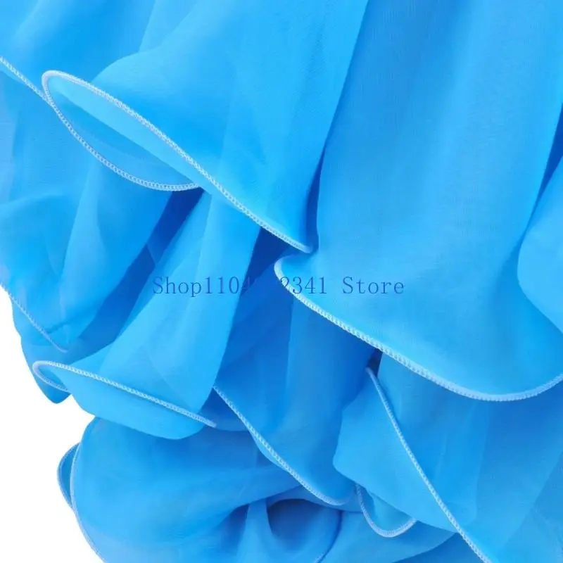 5asd ausgestellter Bauchtanzrock mit gerolltem Saum, 3-lagiger leichtes, atmungsaktives Polyester-Outfit für