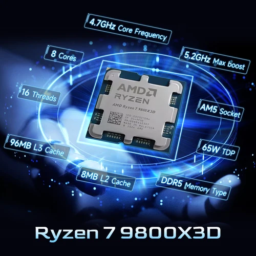 Imagen 2 del producto AMD Ryzen 7 9800X3D 8 núcleos 16 hilos 4,7 GHz R7 9800X3D DDR5 Socket AM5 4NM L3 = 96M procesador 120W sin ventilador