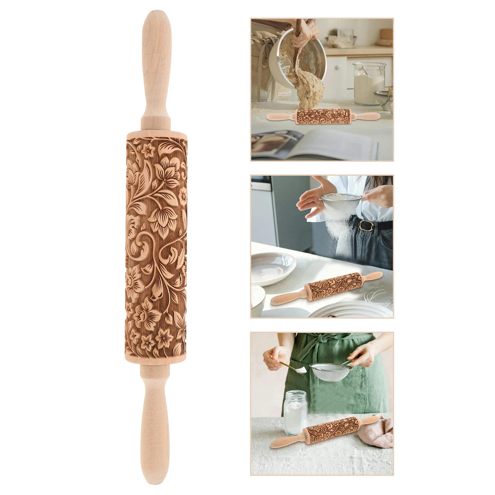 

Embossed Rolling Pins With Patterns For Baking Engraved Wooden Rolling Pin Flower Pattern Rolling Pin For Baking Pastry Pizza Do