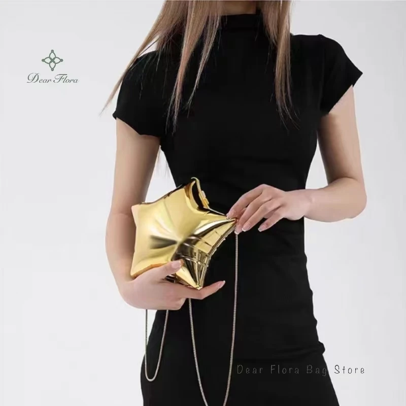 Bolso cruzado de acrílico con forma de estrella de cinco puntas para mujer, bolso de hombro de lujo plateado, bolso de mano para fiesta de noche, diseñador, nuevo