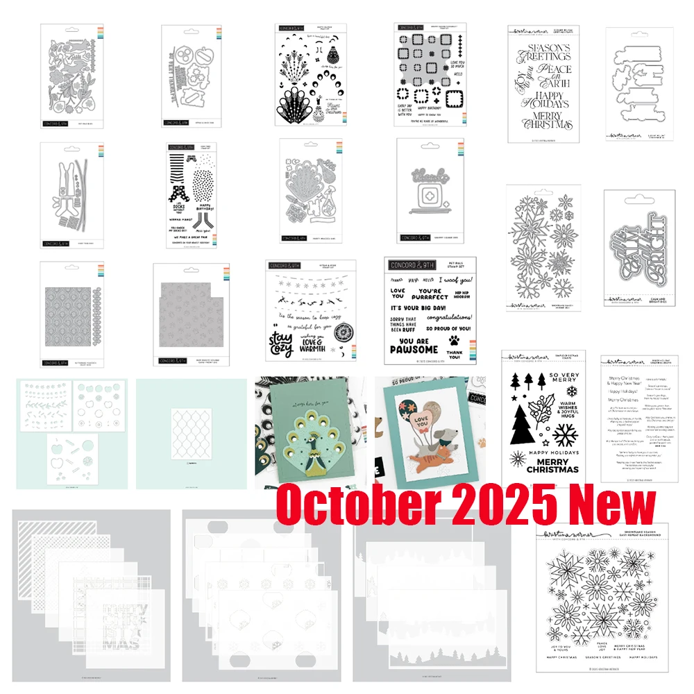 

2025 October New Christmas Peacock Holiday Greetings Metal Cutting Dies Stamps Stencils for DIY Scrapbook Handmade Photo Album