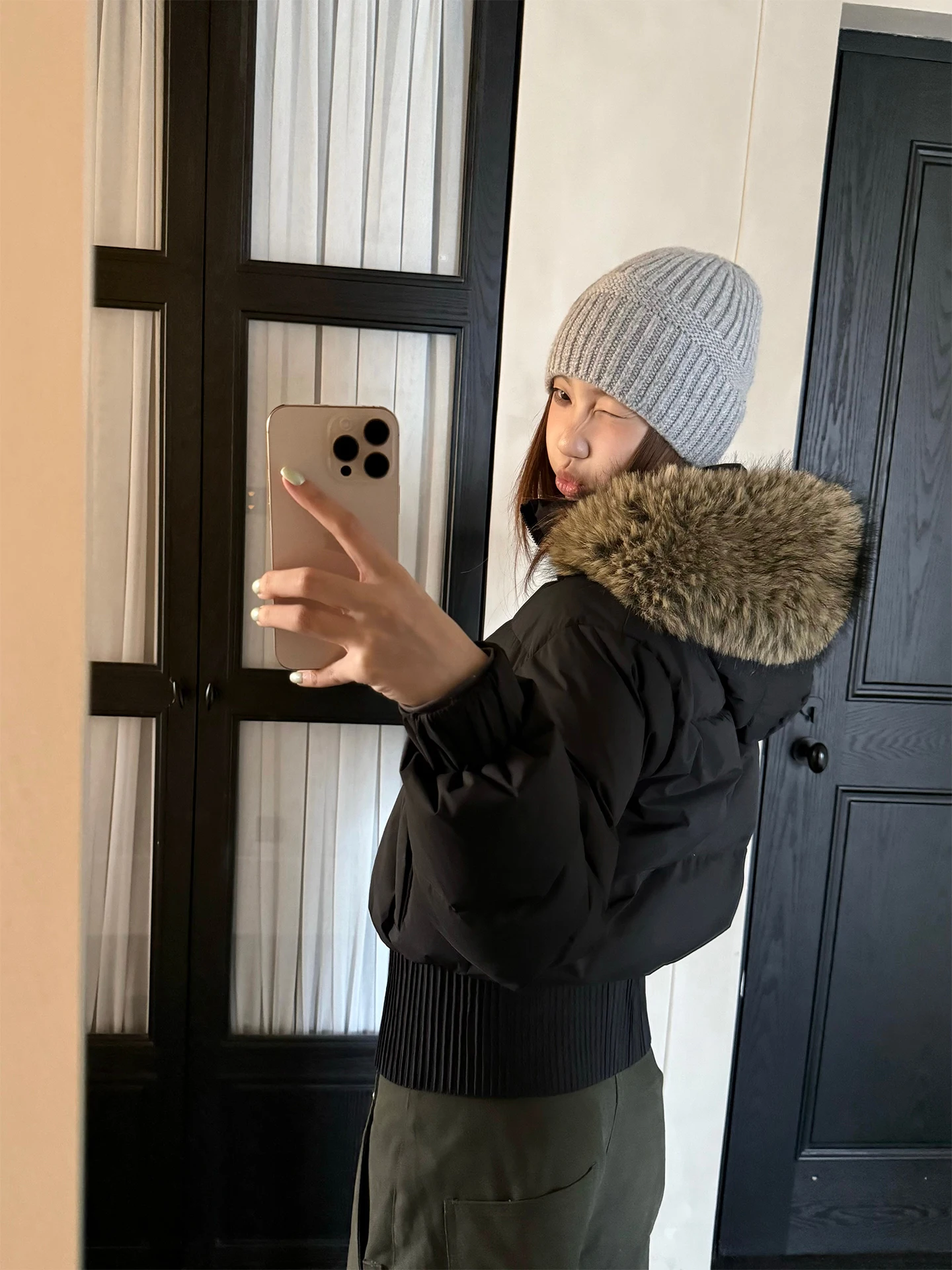 

IceFront Women's Puffer Jaet Hooded 95 White Du down Thi Warm Coat Fur Collar Bread Sle Outerwear Autumn Winter Coffe...