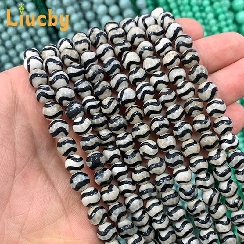 Strand 6/8mm Faceted three-wire sky beads DIY classical style Accessories Rings Natural Stone Loose Beads For Jewelry Making 15