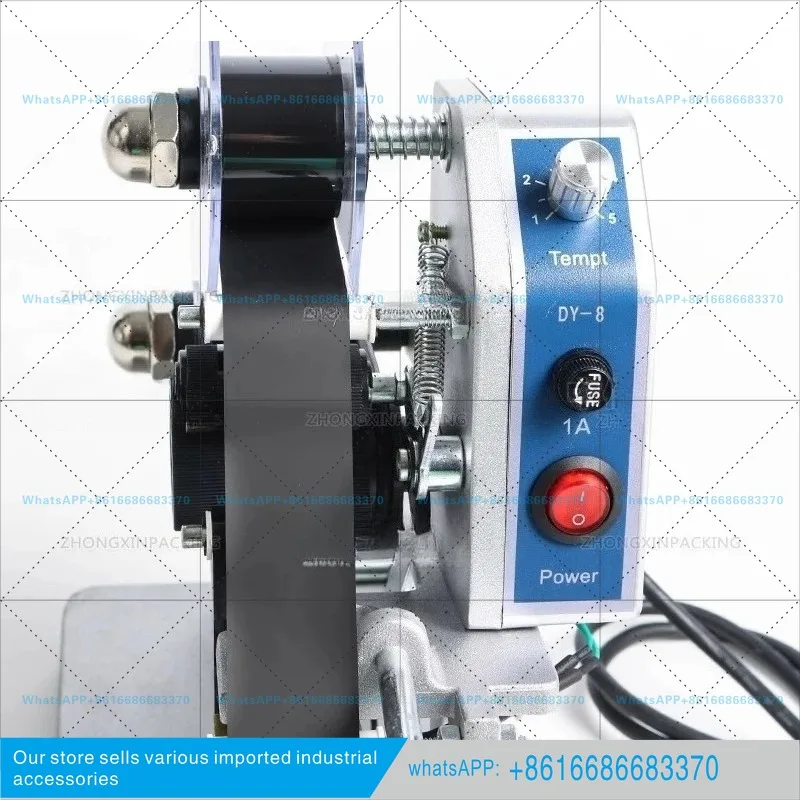 1 piece DY8 small hand press coder to print numbers, letters, steel stamp, color ribbon, direct heat type, production date