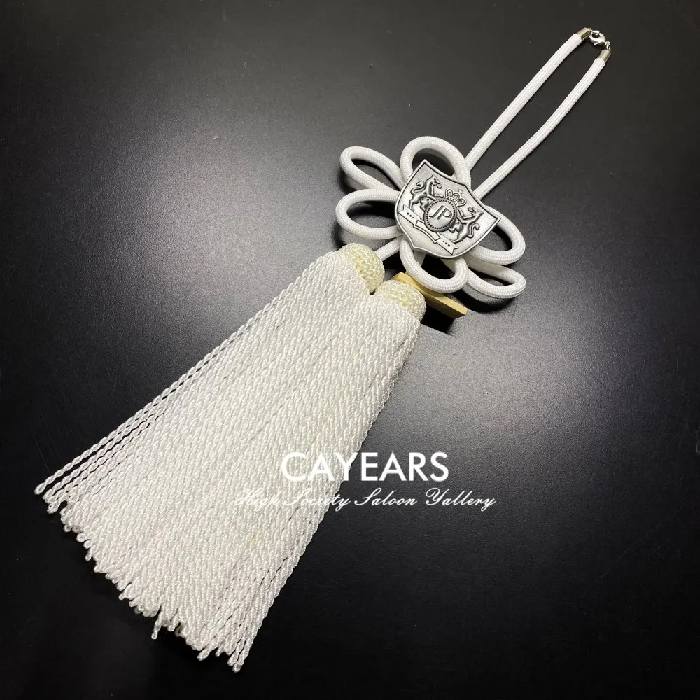 Cayears JDM Junction Produce Fusa Kiku Knot Matte Silvery JP Badge Emblem Luxury For Car Auto Rearview Mirror Lucky Ornaments