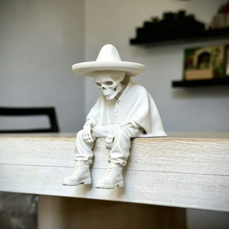 New creative 3D-printed sitting skeleton desktop ornament, trendy home tabletop decoration