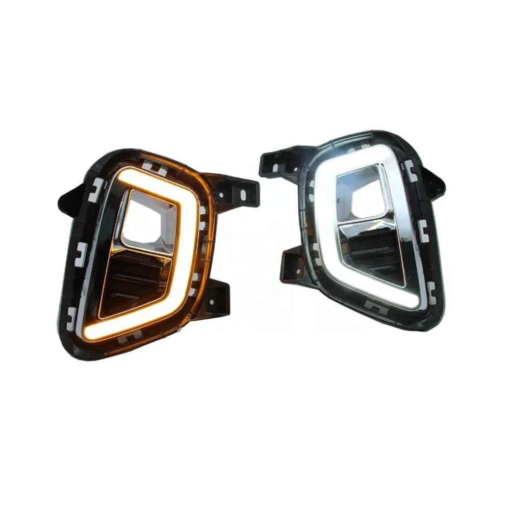 1 Pair Car Daytime Running Light Fog light Lamp LED DRL With Yellow Turn Signal Fit For Kia Sonet 2020 2021