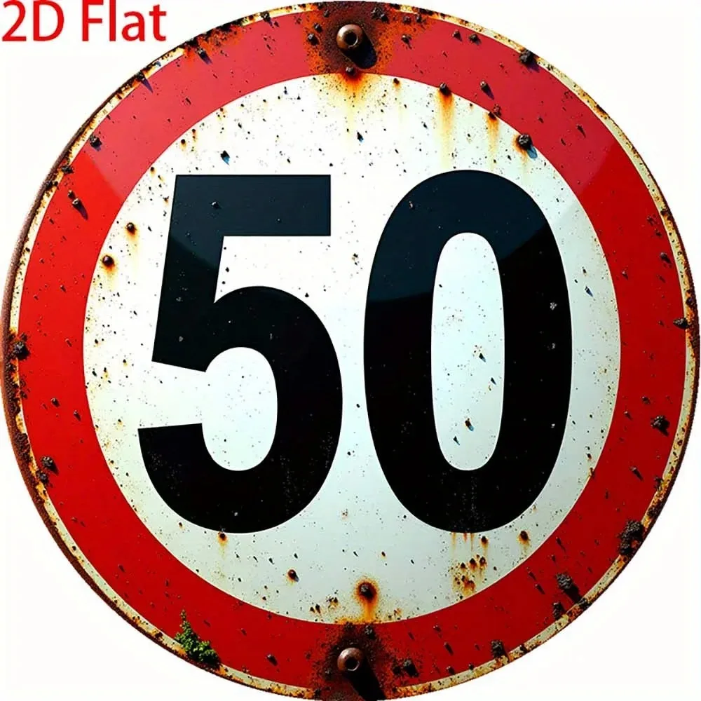 CIFBUY Vintage 50th Birthday Aluminum Wall Art 8 Inch Waterproof Durable Rustproof Metal Sign For Rustic Home Bar Decor